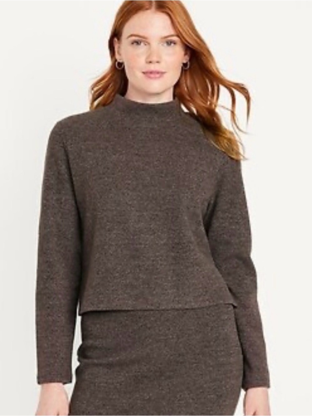 Mock Neck Brown Women’s Sweater and Skirt Set